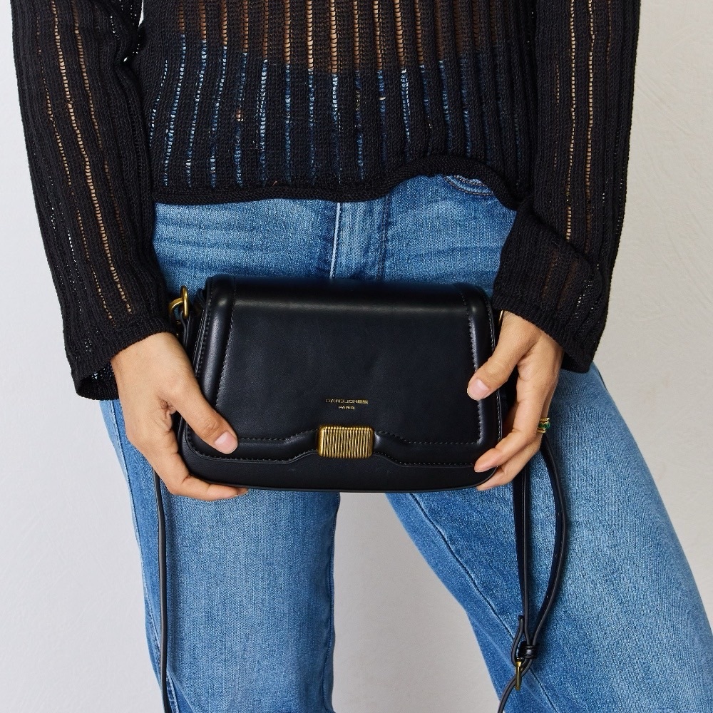 BOUTIQUE David Jones PU Leather Crossbody Bag, in Black